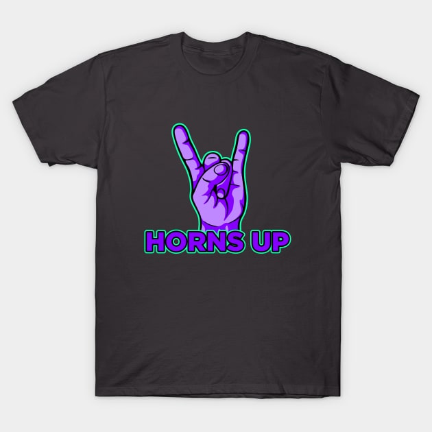 Horns up hand rock and roll music violet art T-Shirt by Drumsartco